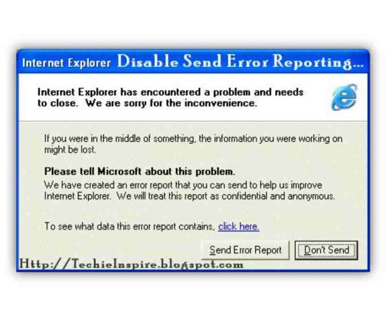 Error Reporting in Windows XP
