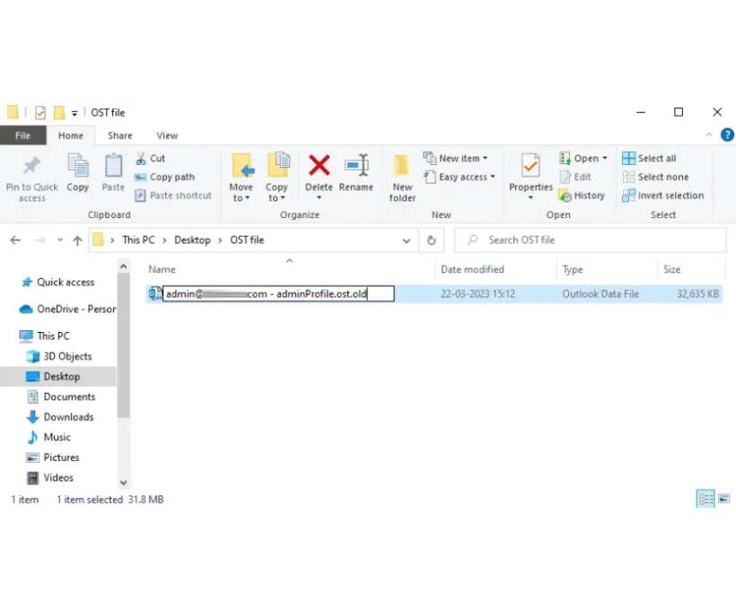 How to Change OST File Name